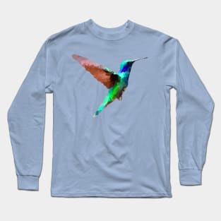 Lowpoly Hummingbird  (Blue Version) Long Sleeve T-Shirt